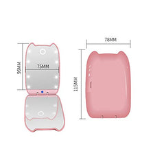 MDSQ Specchio Cosmetic Mini Orecchie for Gatti Portatili LED Specchio for Il Trucco 2 Volte con Il Trucco Piccolo Specchio for Il Trucco Specchio for Il Trucco Specchio for Il Trucco Rosa