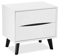 Ibbe Design Comodino con Cassetti Bianco Nero MDF Comodino Letto Stile Scandinavo Moderno Lyon per Soggiorno Camera da Letto, Gambe in Legno Masselo Nero