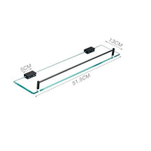 DNSJB Mensola in Vetro temperato, Mensola a 1 Strato in Bagno, Mensola Doccia a Parete, Mensola Bagno in Vetro Nero, 20.2 '' × 5.1 ''