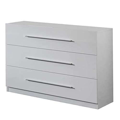 Letto Facile MF Cassettiera Star Bianco Lucido 3 cassetti, 77 x 100 x 43 cm