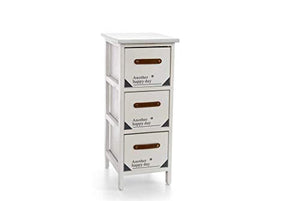 GICOS IMPORT EXPORT SRL Mobile cassettiera in legno colore bianco 3 cassetti decorata 26 * 32 * 62 cm shabby chic EDT-809323