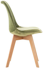 CLP Set 4 Sedie Pranzo Imbottite Linares In Plastica E Similpelle I Stoffa I Velluto I Sedie Scandinave Design Tulip Telaio In Legno, Colore:verde chiaro, Materiale:Velluto