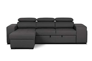 Confort24 John - Divano letto angolare a 3 posti, forma L, colore: Nero