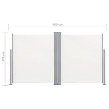 Festnight Tenda da Sole Due Lati Retrattile, Tende da Sole Paravento Laterale per Patio, Tenda da Esterni 170x600 cm Crema
