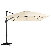 SONGMICS Ombrellone da Giardino Quadrato 3 x 3 m, Ombrellone Decentrato con UPF 50+, Rotazione a 360°, Inclinazione Regolabile, Manovella per Apertura e Chiusura, con Base, Beige GPU039M01