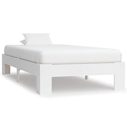 BIGTO - Struttura letto in legno di pino massello, per camera da letto, 90 x 200 cm, colore: Bianco