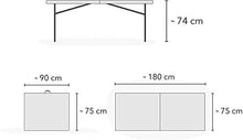 Mediawave Store - Tavolo Pieghevole trasportabile SILVERA con Maniglia Bianco 180 x 75 x 74 cm, Perfetto Come Tavolo da Campeggio, da Buffet, da Cucina Tavolino Esterno Richiudibile Valigetta Bianco