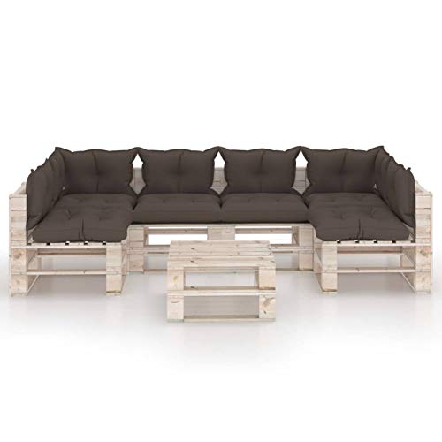 Tidyard 7 pz Set Divani Pallet Modulari Angolari 6 Posti da Giardino Esterno in Legno di Pino con Cuscini,Divano Angolare da Giardino,Divano ad Angolo,Divani da Esterno,Divano Pallet,Divani Modulari