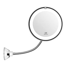 Jiaban, specchio per trucco con luce LED di riempimento, ingrandimento dieci volte, regolabile in altezza a collo di cigno, specchio per trucco