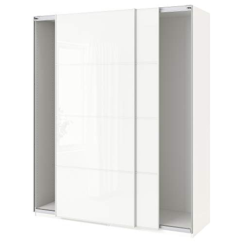 PAX armadio con ante scorrevoli 200x43.5x94 in vetro bianco/Färvik bianco