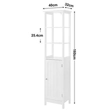 VASAGLE Armadietto, Credenza Alta Autoportante, Armadietto da Bagno Multifunzione con 3 Ripiani Portaoggetti, Mobile in Legno Stile Country, 40 x 32 x 160 cm (L x P x A), BiancoBBC63WT