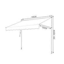 Hengda 150 * 120cm Tenda da Sole Retrattile Avvolgibile Manuale con Pali di Supporto Impermeabile