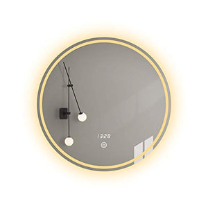Specchio da bagno specchio luminoso a led intelligente specchio rotondo specchio da trucco con specchio da trucco leggero specchio da bagno oscuramento continuo singolo tocco disappannamento con tem