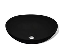 SENLUOWX Lavabo Ovale in Ceramica, Nero, 400 x 330 x 135 mm (L x P x A)