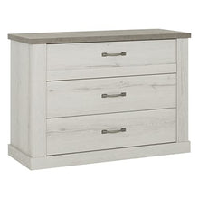 Meubletmoi - Cassettiera con 3 cassetti, decorazione in rovere bianco e effetto cemento, camera design classico chic
