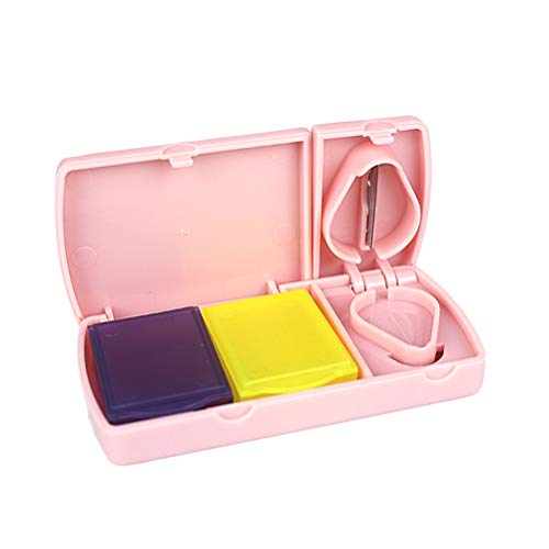 DOITOOL Contenitore per pillole da viaggio, multifunzione, portatile, polverizzatore per pillole per macinare medicina, separatore con scatola di immagazzinaggio (rosa)