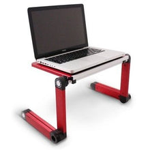 Supporto regolabile da tavolo per PC portatile, in alluminio, presa d'aria con ventola con ventole CPU, ultra leggero ed ergonomico, vassoio stand up per il letto e la sedia Red