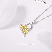 Collana in Argento Sterling, Collana Creativa A Forma di Cuore in Argento Sterling S925 Madre E Bambino Elefante, Adatta per La Festa della Mamma, Regali di Anniversario E Regali di Compleanno