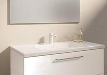 Mobili VARMA 80 cm | Laccato Bianco Opaco | Maniglie in Oro Rosa | 80 x 64 x 46 cm Mobile con 2 cassetti + lavabo in Ceramica