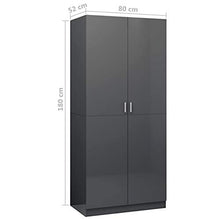 Tidyard Armadio Grigio Lucido 80x52x180 cm in Truciolato,con Un Compartimento Alto e Un'asta all'Interno