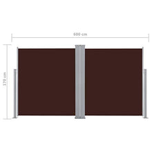Festnight Tenda da Sole Laterale Retrattile, Tende da Sole Paravento Laterale, Tenda da Esterni 170x600 cm Marrone