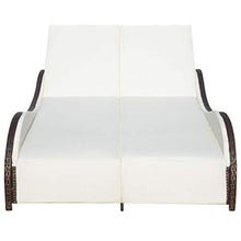 vidaXL Lettino in Polirattan Sdraio Doppio con Parasole Marrone Giardino Patio