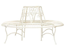 Panchina Giardino Albero panchina Giardino Ferro Bianco Crema Stile Antico 146cm