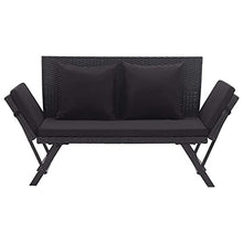 vidaXL Panchina da Giardino con Cuscini Imbottiti e Braccioli Rustica Robusta Elegante Panca Arredi da Esterno 176 cm in Polyrattan Grigio