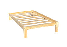 Letto singolo in legno di pino massiccio Alaska con doghe in legno di pino, non rifinito con supporto per materasso a doghe in legno, senza bisogno di molle, adatto per materasso singolo, 90 x 190 cm