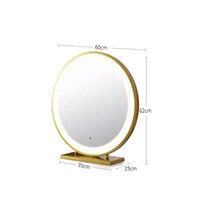 Specchio da toeletta rotondo a LED, camera da letto con specchio da tavolo grande e luminoso, specchio di bellezza con luce di riempimento, specchio da toletta per parrucchiere,D'oro,diameter60cm