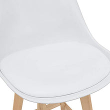 [en.casa] Set di 2 Sgabelli da Bar 2 Sedie Alta con Gambe di Legno Massello di Faggio con Poggiapiedi Seduta Imbottita Cucina/Bar/Ristorante - Bianco