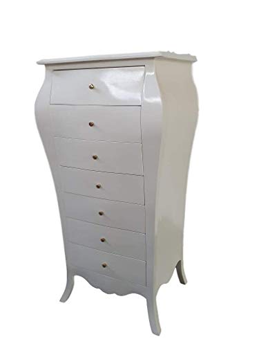 Louises Barock Rokoko - Cassettiera in stile antico, colore: bianco, altezza 144 cm