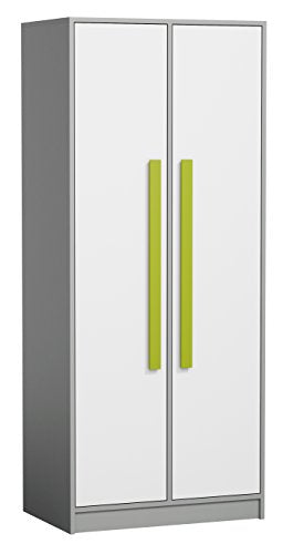 SMARTBett GmbH - Armadio GIT con 2 ante, colore: Grigio/Bianco/Verde