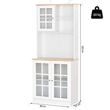 homcom Credenza Moderna in Legno MDF Bianco con 2 Vetrinette e 1 Scaffale con Mensole Regolabili, 80 x 37 x 183 cm