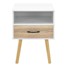 Comodino da Notte con Cassetto e Scomparto Portaoggetti 57 x 42 x 40 cm Tavolino da Divano a 4 Gambe in Legno Tavolo Basso da Salotto/Soggiorno/Camera da Notte - Bianco/Effetto Rovere