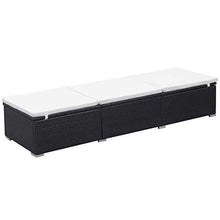 UnfadeMemory Lettino Prendisole con Cuscino in Polyrattan Nero