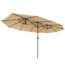 SONGMICS Ombrellone Doppio da Giardino, Parasole di 460 x 270 cm, Extra Grande, UPF50+, con Manovella, per Mercato Esterno Terrazzo, Base Non Inclusa, Tortora GPU36BR