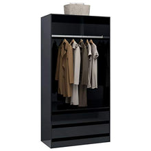vidaXL Armadio Aperto con Cassetti e Scomparto con Appendiabiti Robusto Classico Elegante Guardaroba Nero Lucido 100x50x200 cm in Truciolato