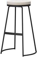 Yxsd - Sgabello rotondo in ferro nero, per la colazione, per la cucina, il bancone, la casa, la sedia commerciale LOFT con cuscino in velluto bianco, stile retrò (dimensioni: altezza 65 cm)