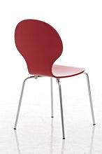 CLP Set 4 Sedie Impilabili Diego in Legno Robusto I Sedia Attesa Telaio in Metallo I Sedia Ergonomica Conferenza Design, Colore:Rosso