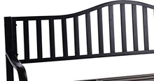 Idooka, panca da giardino in metallo nero per esterni, con tavolo pieghevole e pieghevole, portatile, 3 posti (150 cm x 60 cm x 85 cm LxPxA)