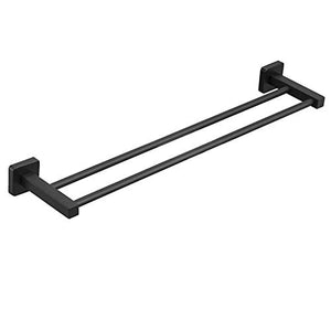 qiuqiu Portasciugamani da Bagno in Acciaio Inossidabile 304, Portasciugamani da Bagno con Doppia Barra per Asciugamani Neri-50cm
