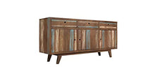 Zerone - Credenza retrò, in legno massiccio, stile vintage, con 3 cassetti, 145 x 40 x 75 cm