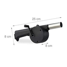 Relaxdays Soffiatore Barbecue Manuale, Set da 2 Ventola a Manovella, Grill, BBQ, Phon, Accessorio da Grigliata, nero