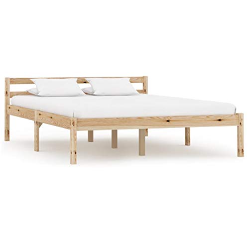 BIGTO - Struttura per letto in legno di pino massiccio, per camera da letto, colore: marrone, 120 x 200 cm