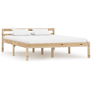 BIGTO - Struttura per letto in legno di pino massiccio, per camera da letto, colore: marrone, 140 x 200 cm