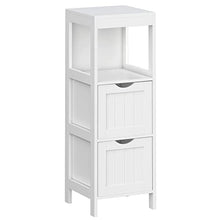 VASAGLE Armadietto da Terra in Legno per Il Bagno Comodino per Medicine Autoportante Mobile ad Angolo con 2 Cassetti Bianco BBC42WT
