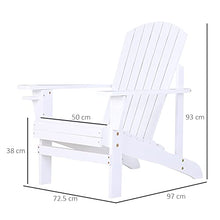 Outsunny Sedia da Giardino Adirondack in Legno Bianco, con Porta Bicchieri, Impermeabile e Anti-Muffa, 97x72.39x92.71cm