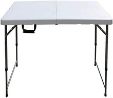 Tavolo da campeggio Camping Picnic Table 4ft Pieghevole Forte e Stabile Giardino da giardino Tavolo portatile con palmare, idea per esterno BBQ Party Market Dinner Party, Bianco, Gambe in metallo, 121