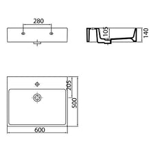 Aqua Bagno SOLO lavabo in ceramica, 60 cm, Bianco, a incastro, rettangolare, per bagno degli ospiti, montaggio a parete